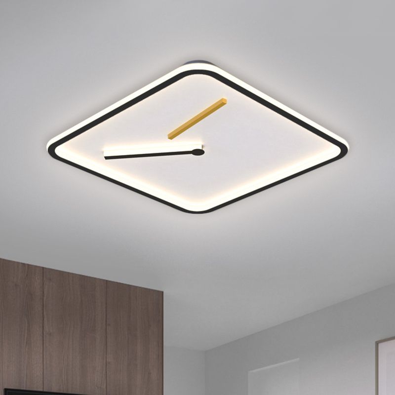 Acrylic Square LED Flush Mount Lamp Simplicity Black/Gold Close to Ceiling Lighting in Warm/White Light, 16"/19.5" Wide