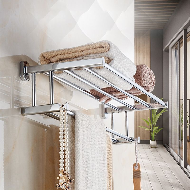 Polished Chrome Modern Bathroom Accessory Set Silver Towel Bar/Bath Shelf