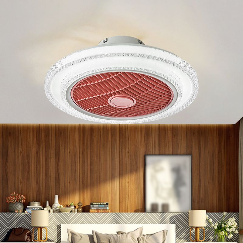 Modern Polished Ceiling Fan Lamp Metallic LED Ceiling Fan Light for Living Room