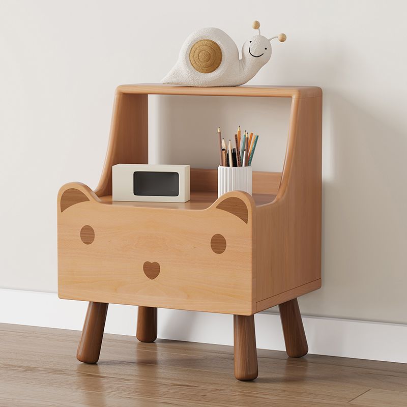 1 Drawer Standard Nightstand Solid Wood Animal Theme Kids Bedside Table