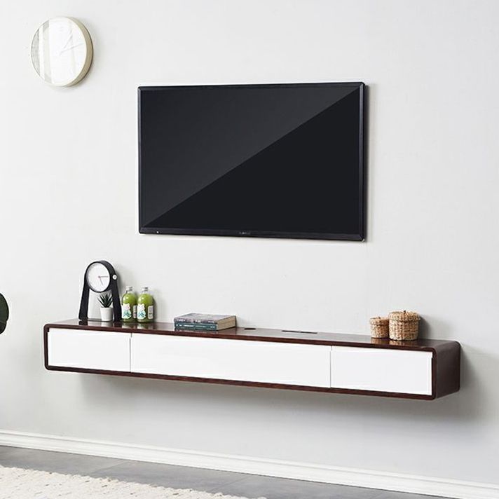 Wall - Mounted TV Stand , Solid Wood TV Stand With Cable Management and Storage