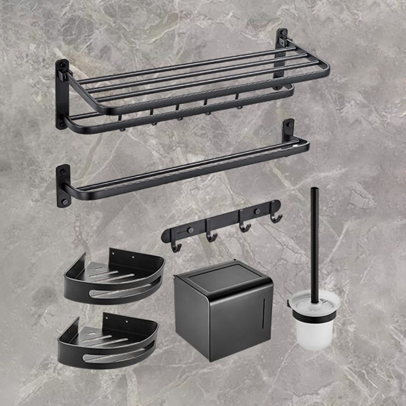 Modern Bathroom Accessory Kit Black Paper Holder Bath Shelf Bath Hardware Set