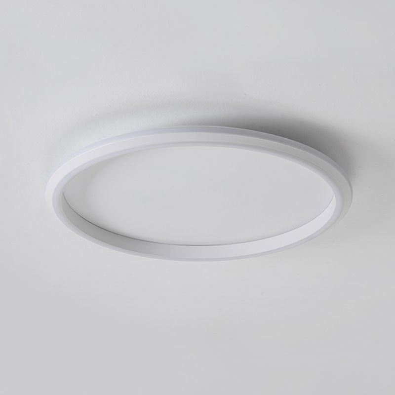 Modern LED Metal Flush Mount Circle Shape Ceiling Lamp with Silicone Shade for Living Room