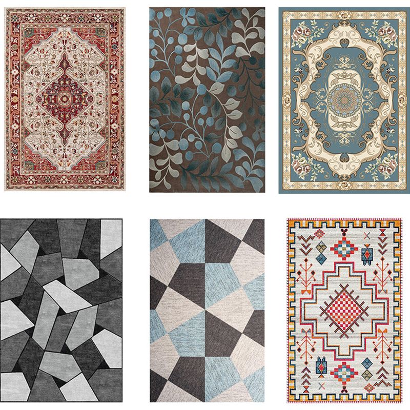 Multi-Colored Olden Rug Synthetics Floral Print Area Rug Anti-Slip Stain-Resistant Carpet for Living Room