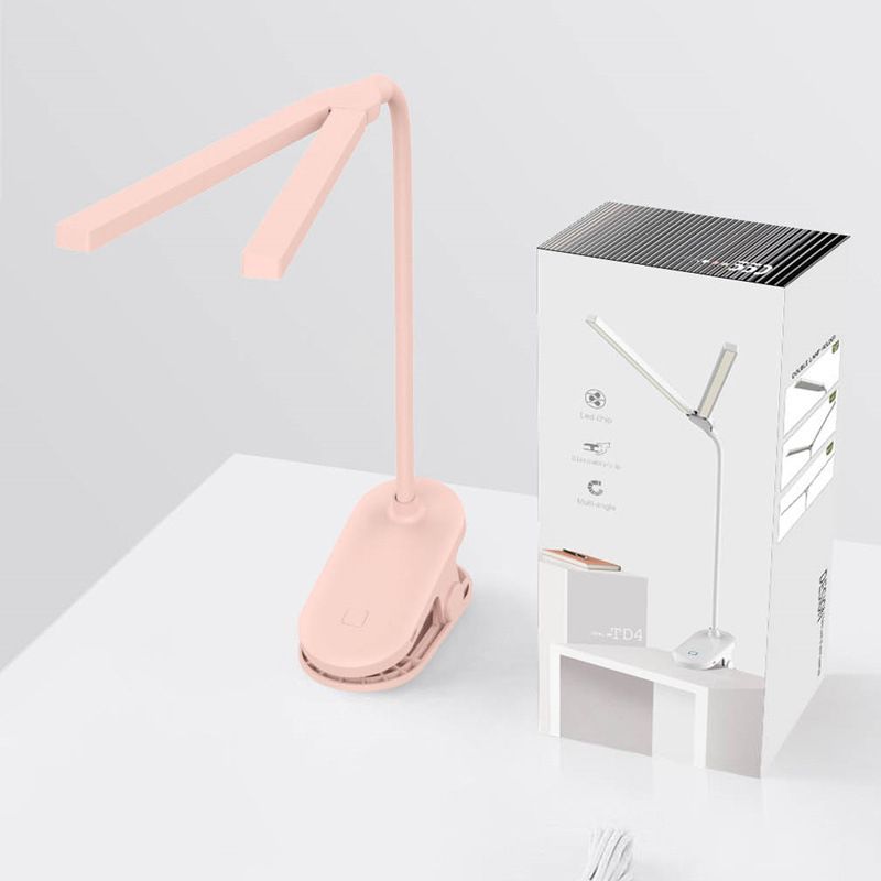 Macaron Linear Clamp-on Desk Lamp Plastic Kids Bedroom LED Study Light with Flexible Arm