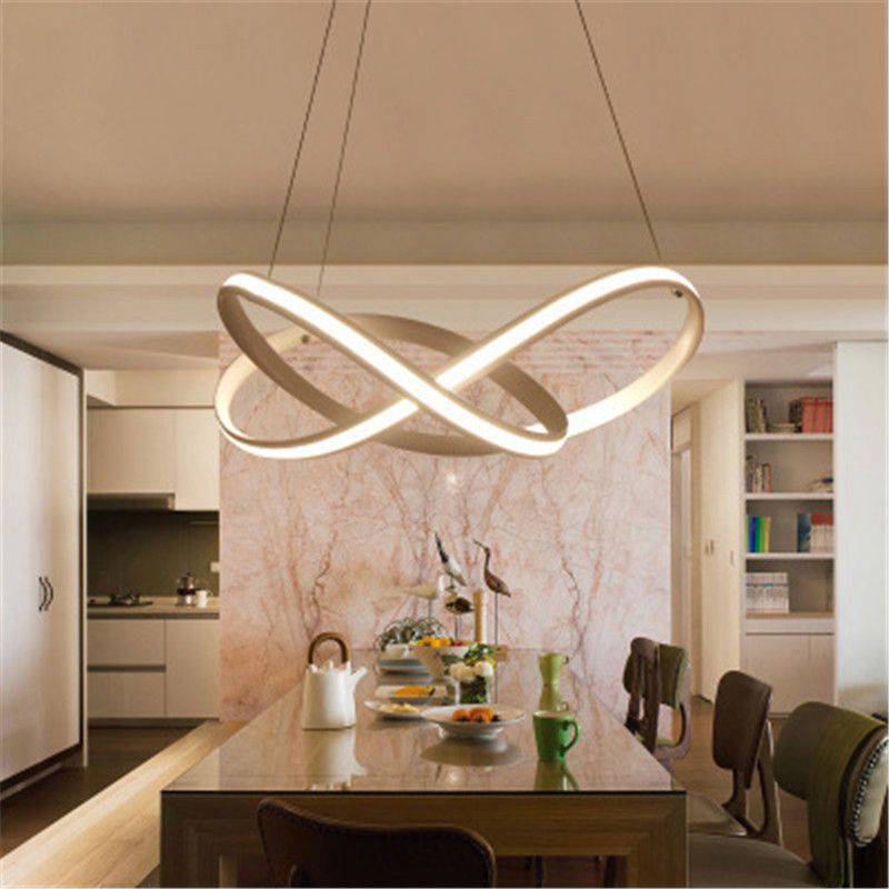 Aluminium Linear LED Pendant Light in Modern Simplicity Silica Gel Hanging Lamp for Dining Room