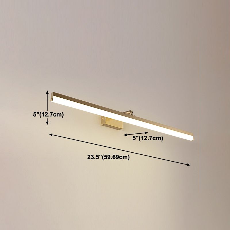 Linear Shade Metal Wall Sconce Modern Style 1-Light Mirror Wall Mount Light in Gold