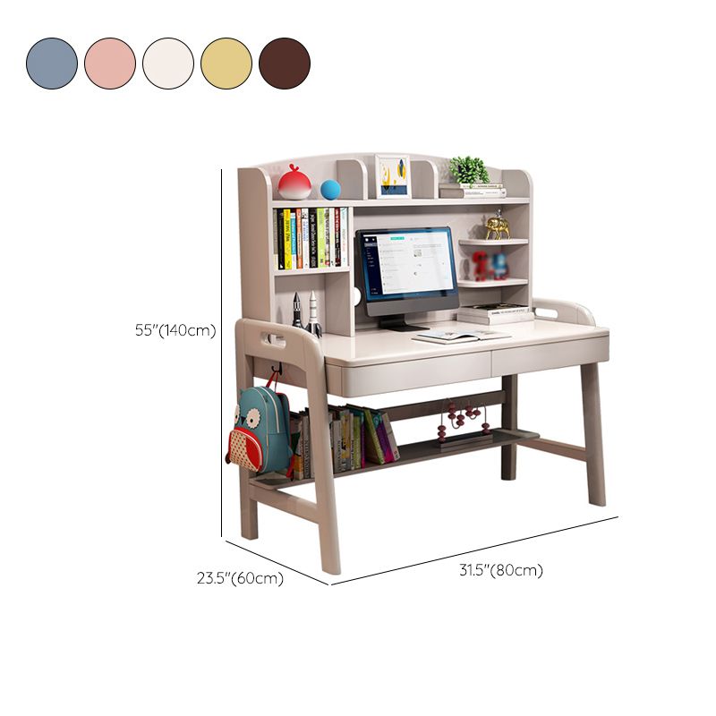 Solid Wood Study Desk with Storage Shelves Multifunctional Lifting Writing Desk