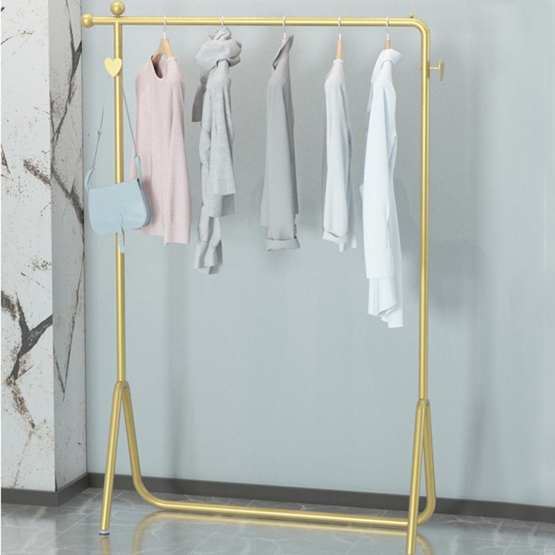 Contemporary Entry Coat Rack Metal Frame Hanging Rail and Hook Coat Hanger