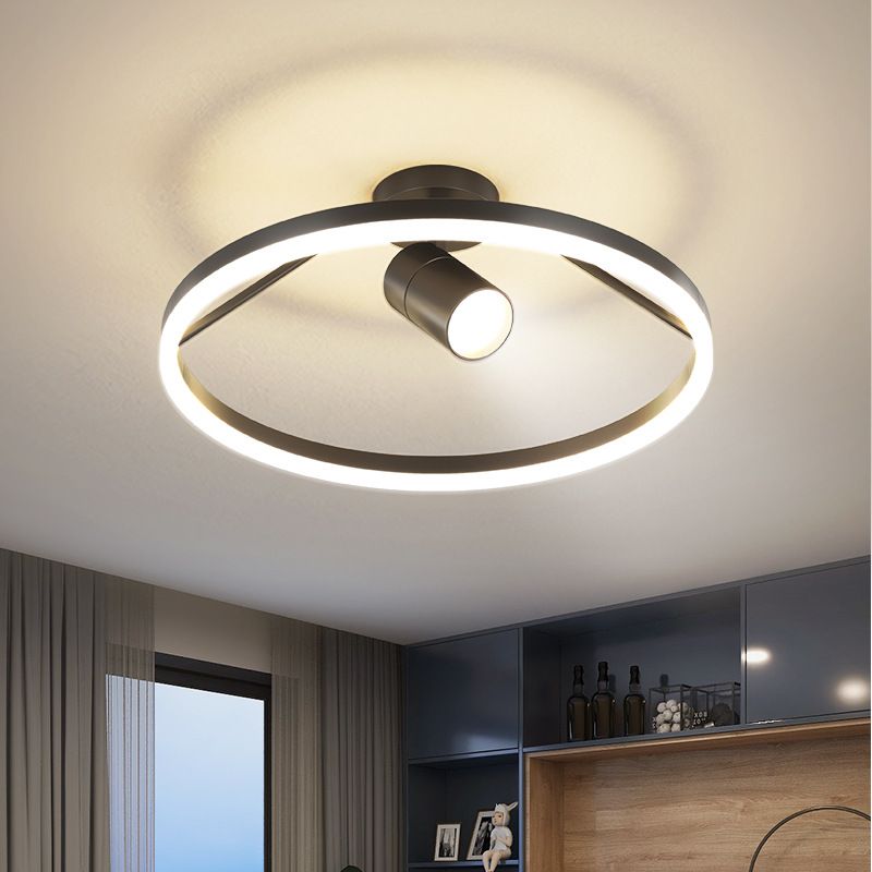 1 Spotlight LED Flush Ceiling Lights Wrought Iron Circle Flush Mount for Bedroom