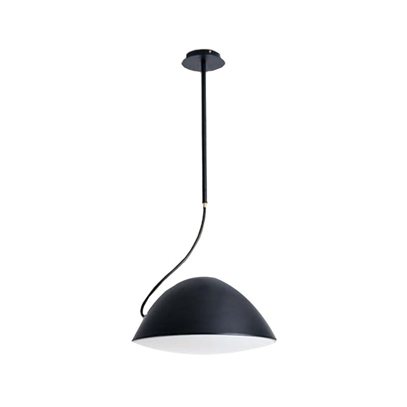 Dôme noir / blanc suspendu pendant métal contemporain 1 lumière de suspension légère pour salle à manger