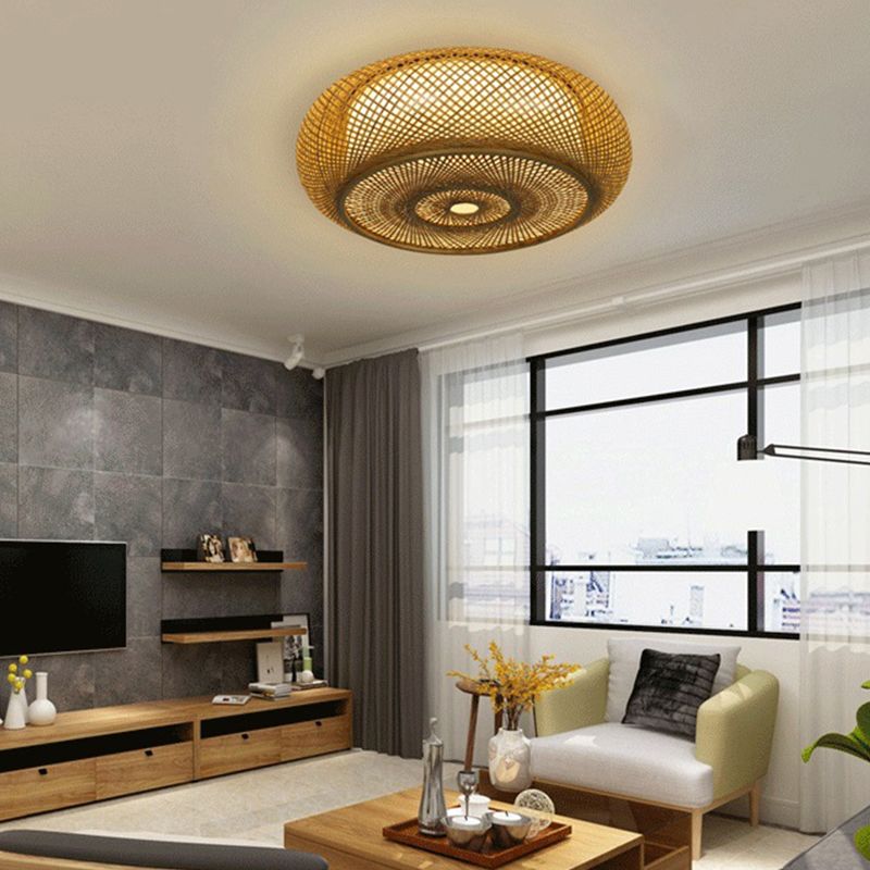 3 Light Geometry Ceiling Lamp Modern Style Bamboo Ceiling Lighting for Living Room