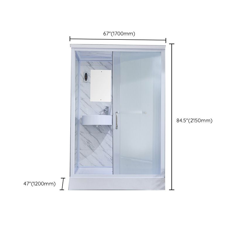 Rectangular Frosted Glass Shower Enclosure Single Sliding Framed Shower Enclosure