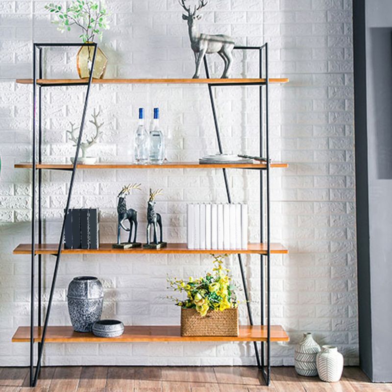 Modern Metal Bookshelf Brown Etagere Open Shelf Bookcase with Shelves