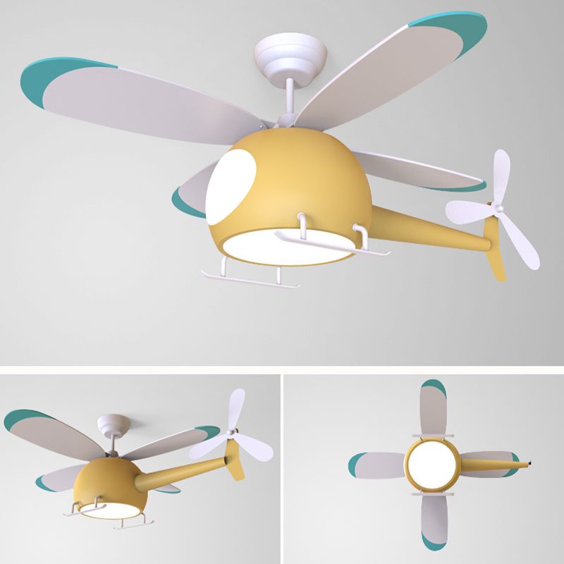 Metal Airplane Flush Mount Light Modern Colorful LED Fan Light for Kid's Room