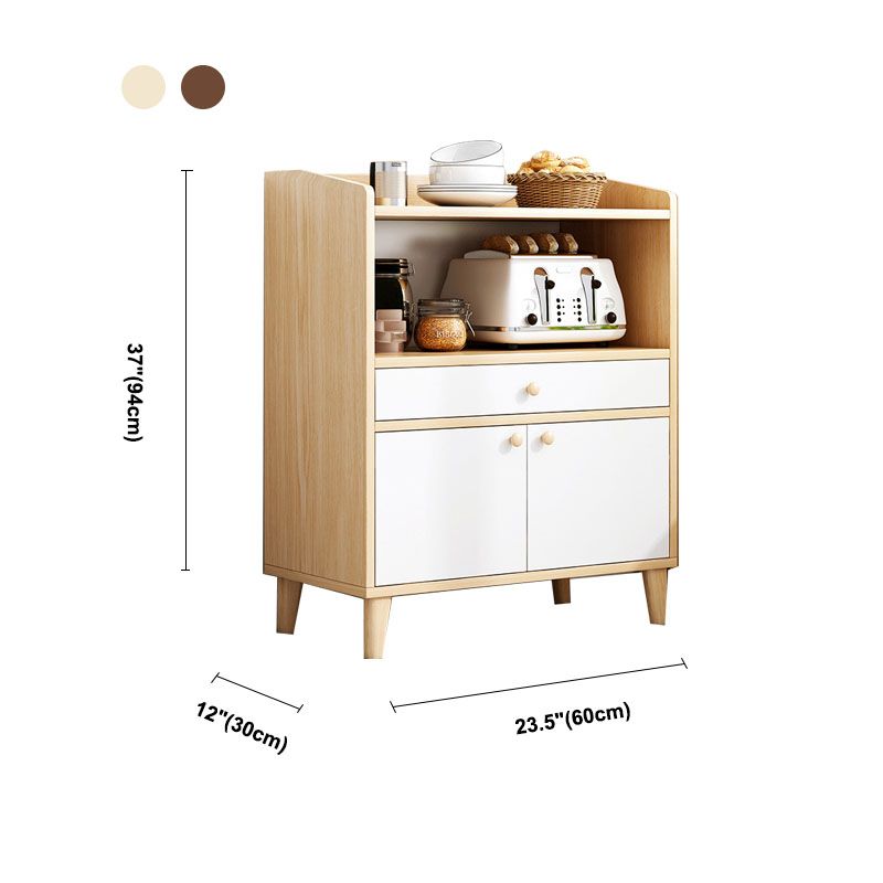 Modern Style Sideboard White Wooden Dining Server with Drawers and Doors