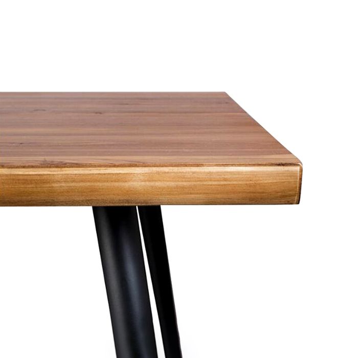 Minimalistische vaste houten rechthoekige vorm eettafel bruine keuken eettafel met 4 potenbasis