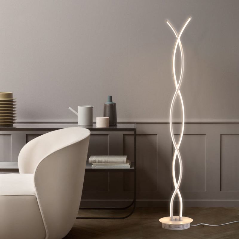 Acrylic Spiral Linear Standing Floor Lighting Simplicity LED White Floor Reading Lamp for Bedroom