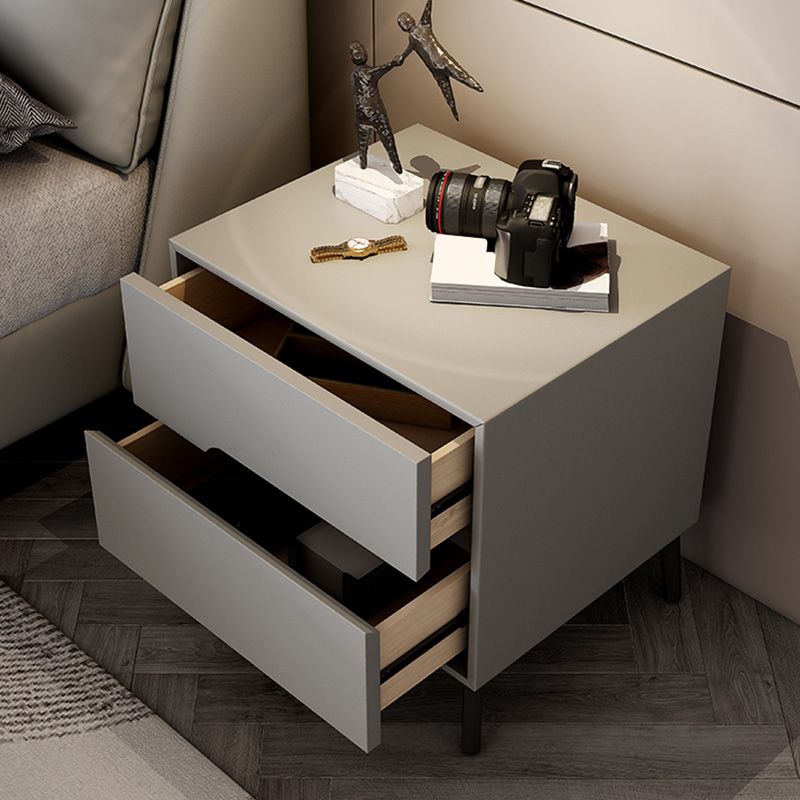 Leather Bedside Cabinet Modern Accent Table Nightstand with 2 Drawers