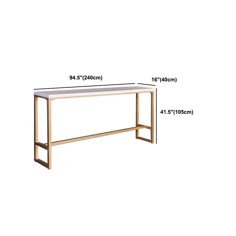 Stone Bar Dining Table Glam Rectangle Bar Table with Trestle for Milk Tea Shop Balcony