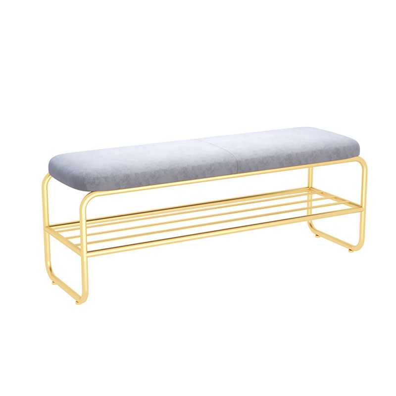 Glam Metal Seating Bench 17.7" H Cushioned Entryway Bench with Legs