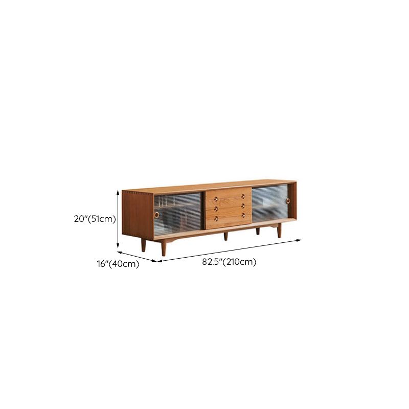 Contemporary TV Stand Wood Enclosed Storage TV Media Console with Storage