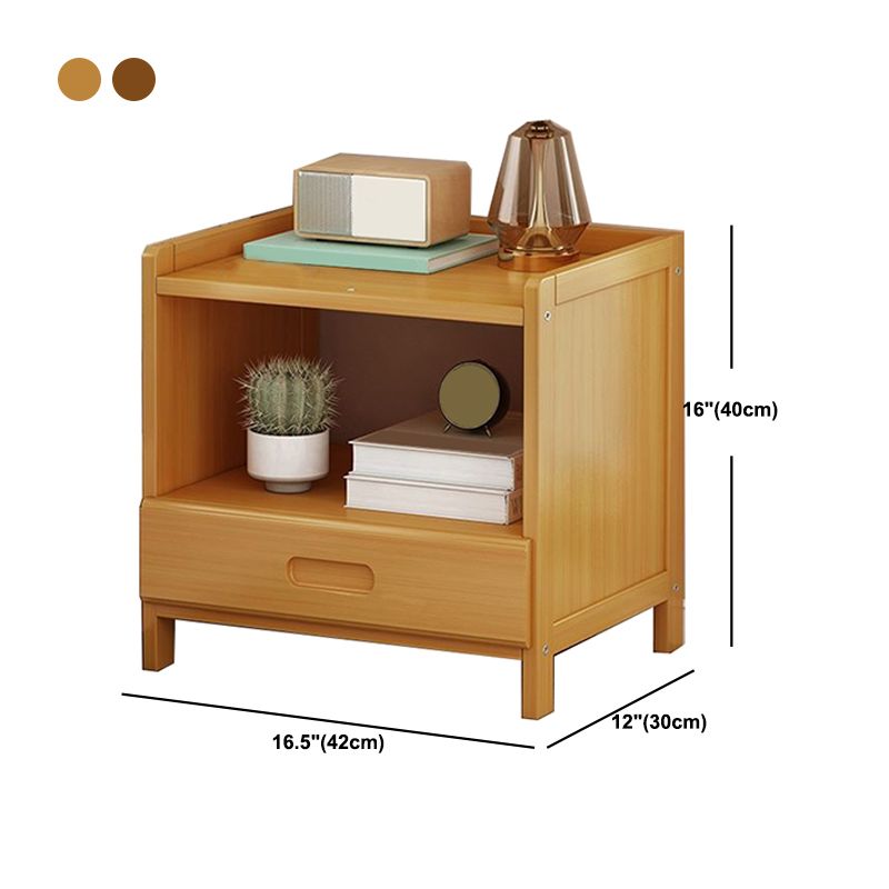 Solid Wood Bed Nightstand Drawer Storage Modern 16 Inch H Night Table with Legs