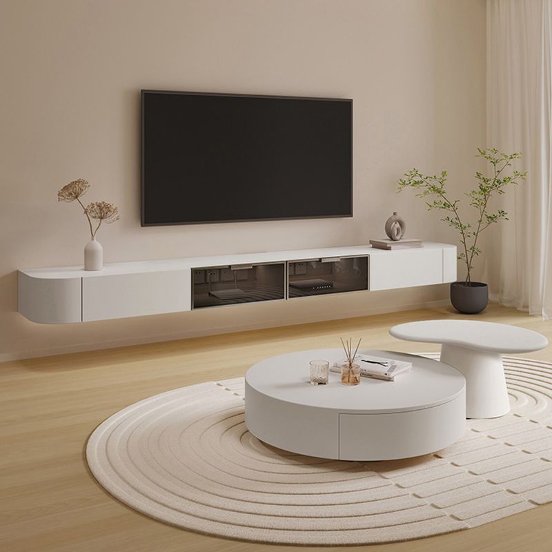 Modern White TV Media Stand Floating TV Stand Console with Drawers for Living Room