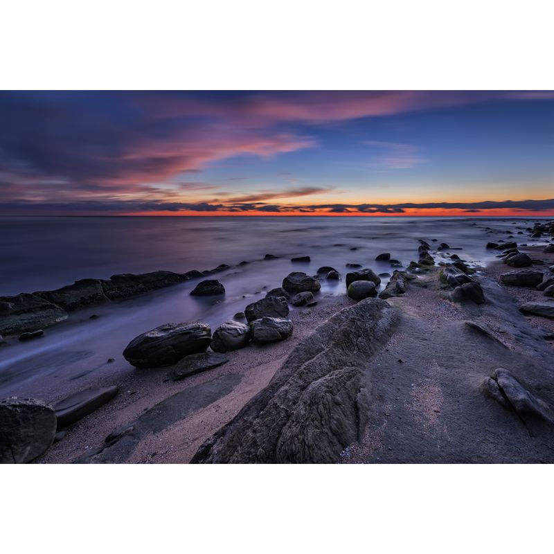 Low Tide after Sunset Mural Wallpaper Blue Modern Style Wall Art for Home Gallery