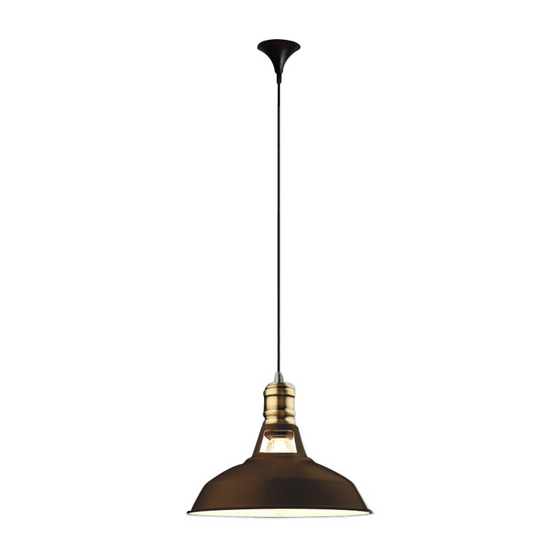 Iron Barn Shaped Pendulum Light Industrial 1 Bulb Dining Room Pendant Light Fixture with Vented Socket