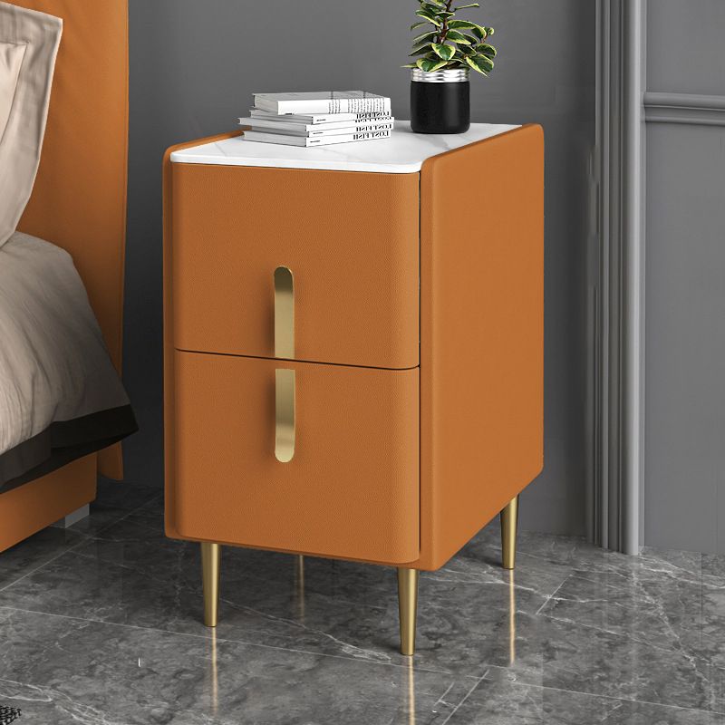 19.69" Tall 2-Drawer Stone Night Table Legs Included Solid Wood Bedside Cabinet