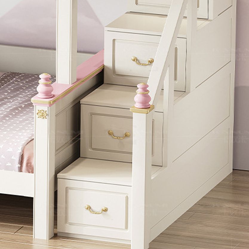 Contemporary Solid Wood Standard Panel Rubberwood with Drawers Stairway Bed