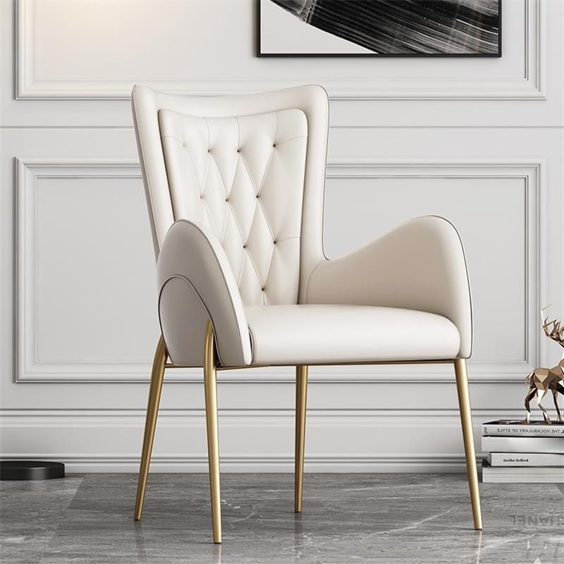 Scandinavian Wingback Metal Dining Arm Chair Kitchen Gold Dining Arm Chair