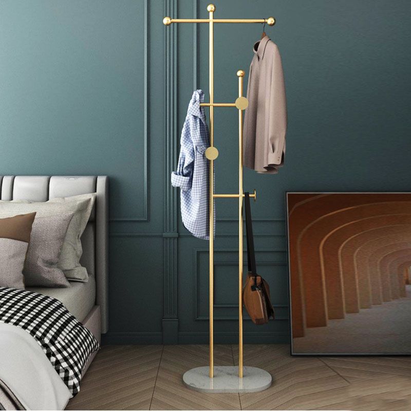 Contemporary Coat Rack Free Standing Coat Hook Metal Hall Stand with Slate Base