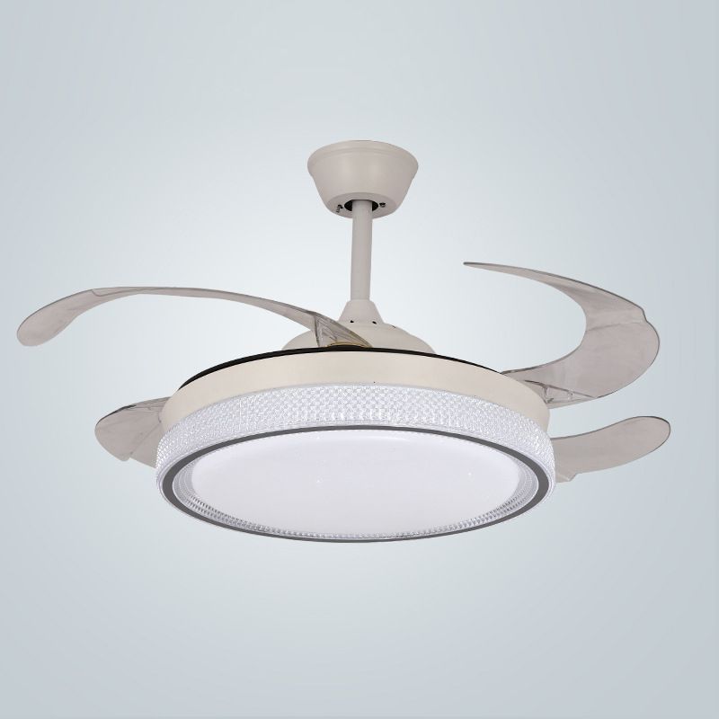 Contemporary Fan Ceiling Fixture in White Finish LED Ceiling Fan