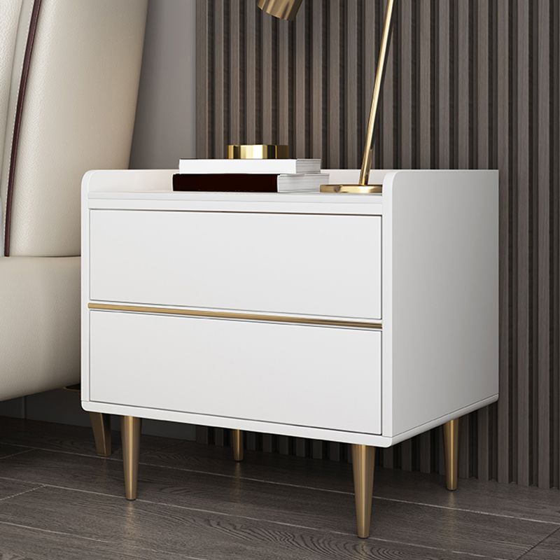 Classic Glam Nightstand Stone Accent Table Nightstand with Drawers