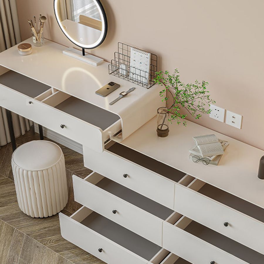 Modern Bedroom Vanity Dressing Table White Wood Makeup Vanity Desk with Drawer