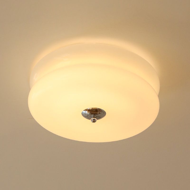 Unique Shape Flush Ceiling Lights Modern Glass Flush Mount Lighting in White Finish