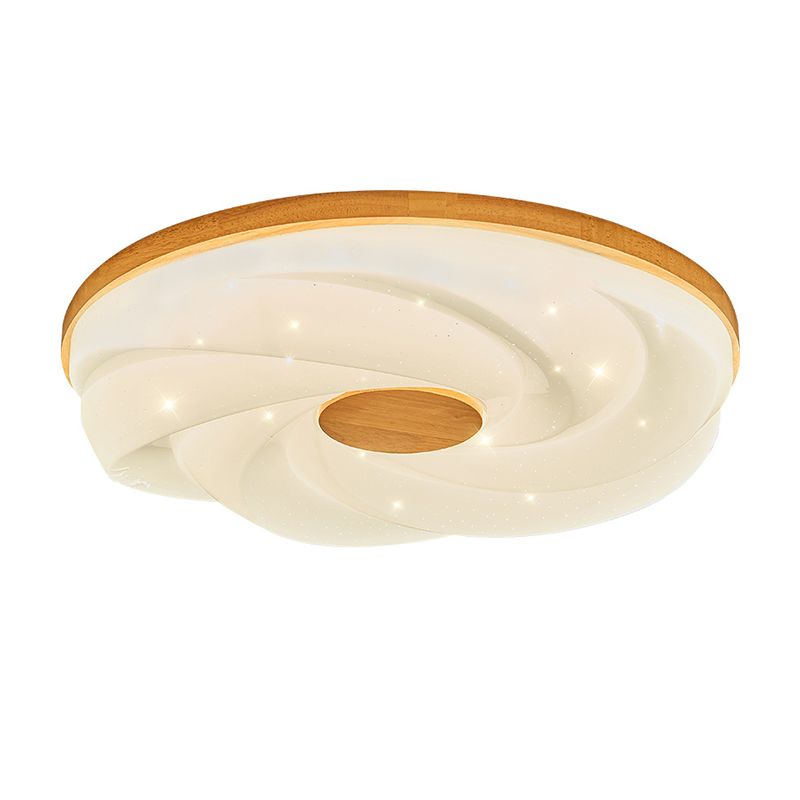 Wood Round Flush Mount Lights Contemporary Style 1 Light Flush Ceiling Light