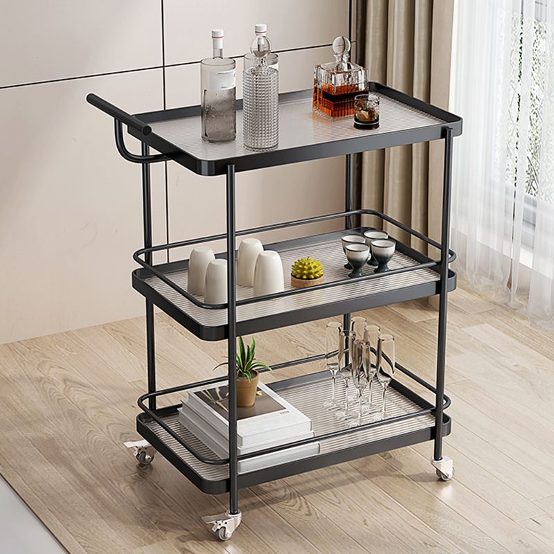 Dining Room Modern Prep Table Rolling Open Shelves Kitchen Trolley