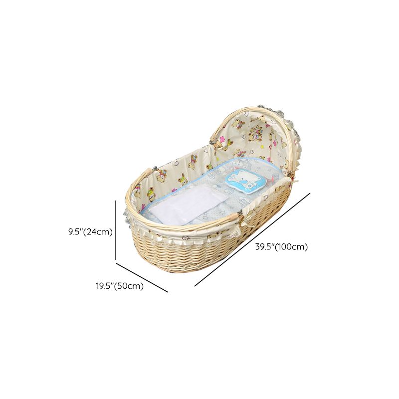 Oval Moses Basket Wicker Natural Moses Basket with Playpen for Newborn