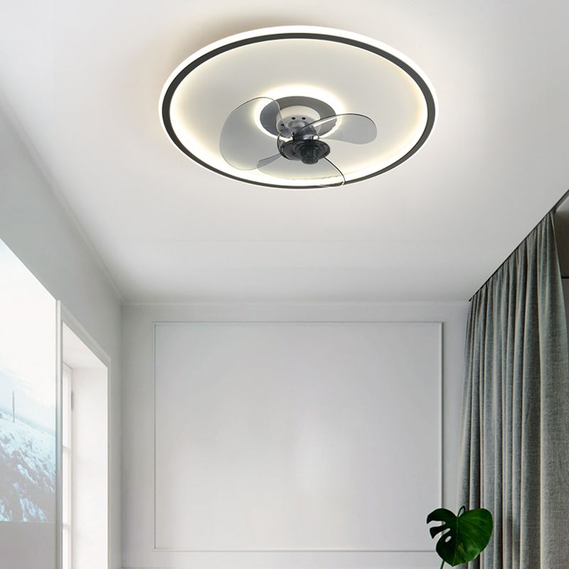 Nordic Round Fan Light Metal 1 Light LED Flush Mount Light for Bedroom