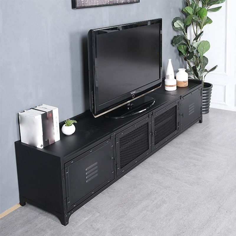 Industrial Style Metal TV Stand Black Colour Enclosed Storage TV Console with Cabinet