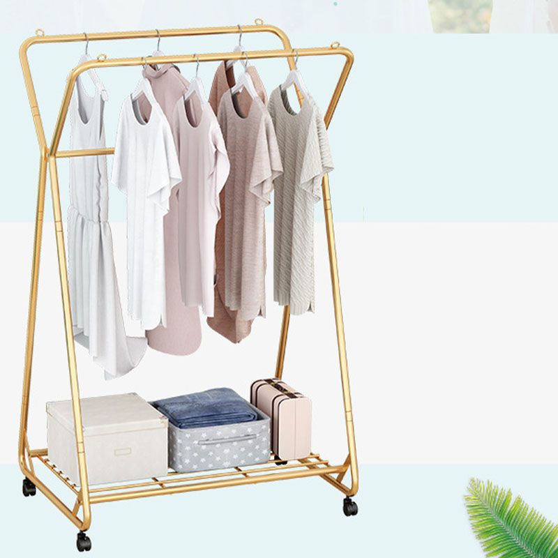 Contemporary Metal Coat Rack Storage Shelf Coat Rack with Castors