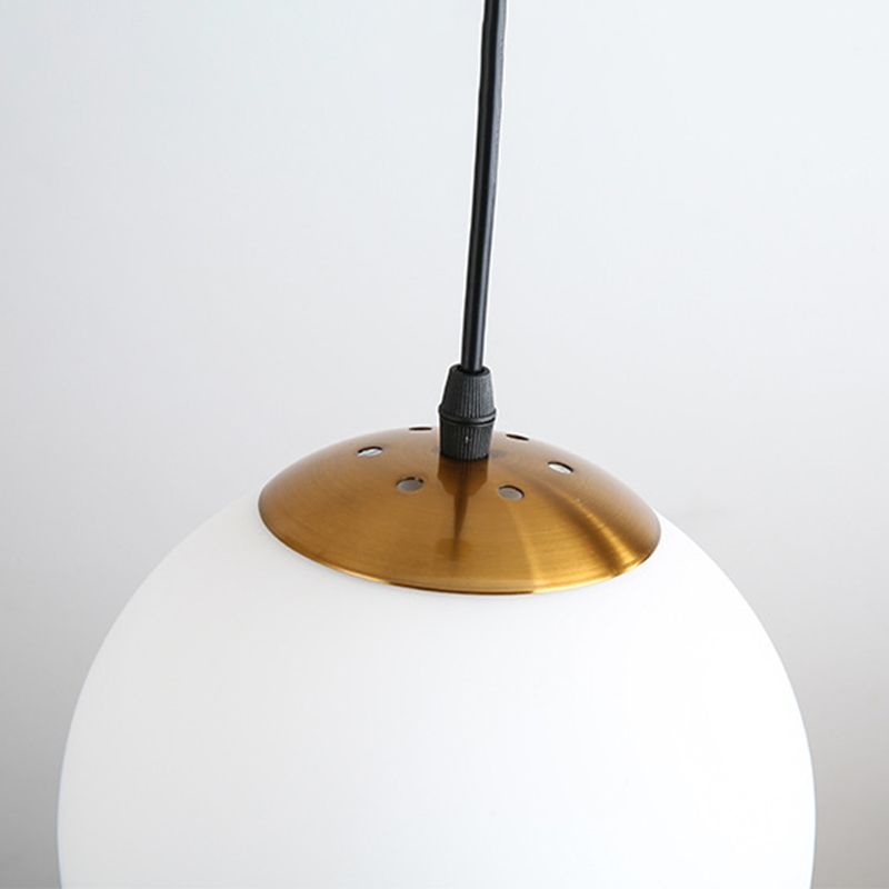 1 Light Spherical Pendant Light Modern Simple Frosted White Glass Glass Dining Table Hanging Lamp