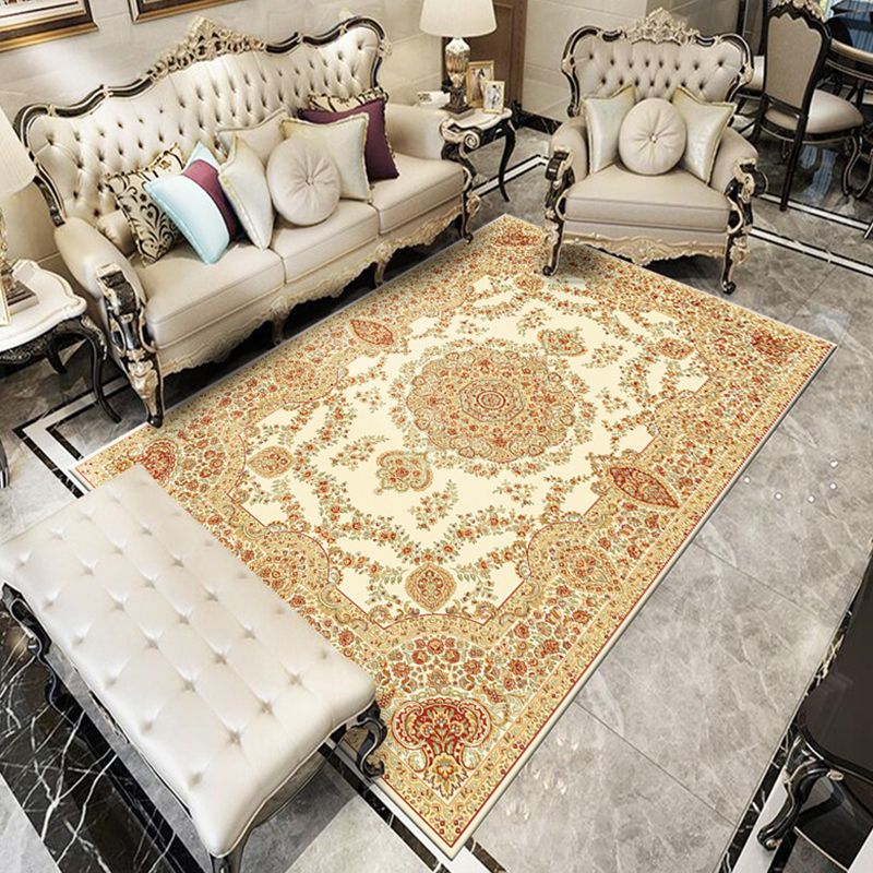 Glam Floral Swirls Rug Multicolor Victorian Rug Synthetics Pet Friendly Non-Slip Stain Resistant Rug for Home