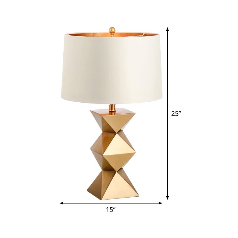 Drum Fabric Table Lamp Contemporary 1 Head White Reading Book Light for Bedroom