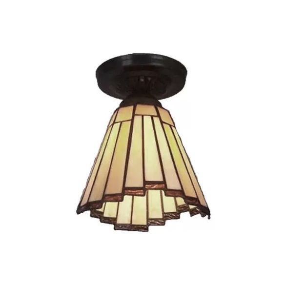 Buntglas Deckenleuchte, Mini Coolie Semi Flush Mount Light für Flur Tiffany Style, H8 "X D6"