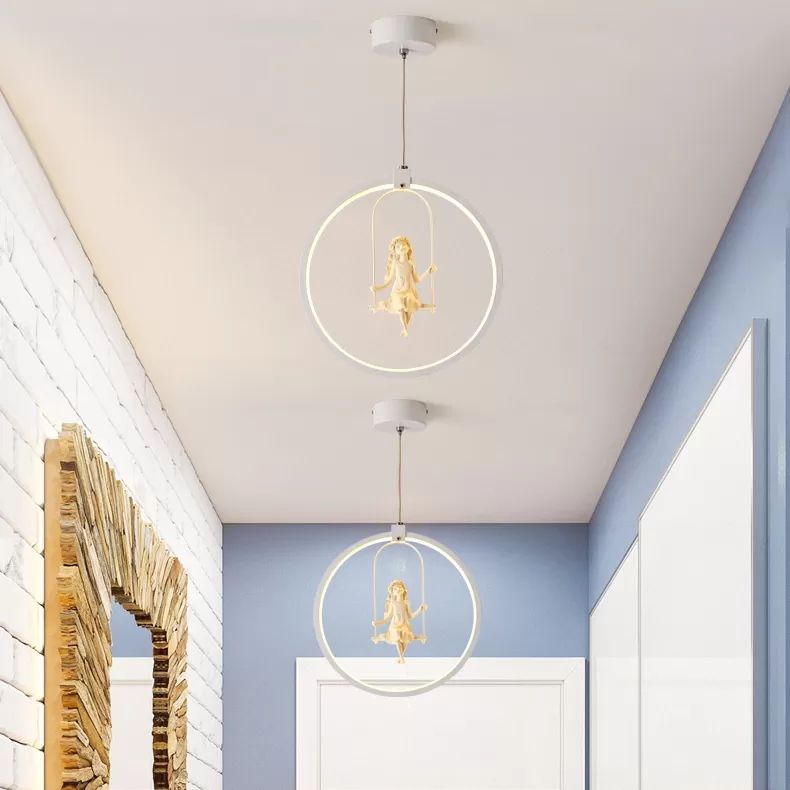 Resin Angel Acrylic Pendant Light Dining Room Modern Pendant Lamp in White