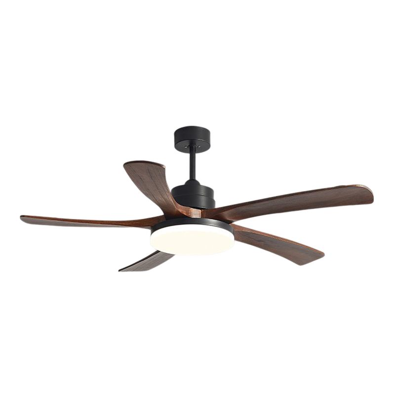 Nordic Style LED Ceiling Fan 5-Blade Fan Lighting with Wood for Living Room